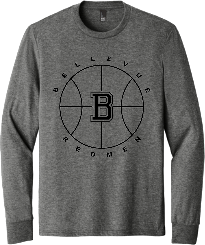 Bellevue Redmen B Ball (black) - District® Youth Perfect Tri® Long Sleeve Tee - DT132Y