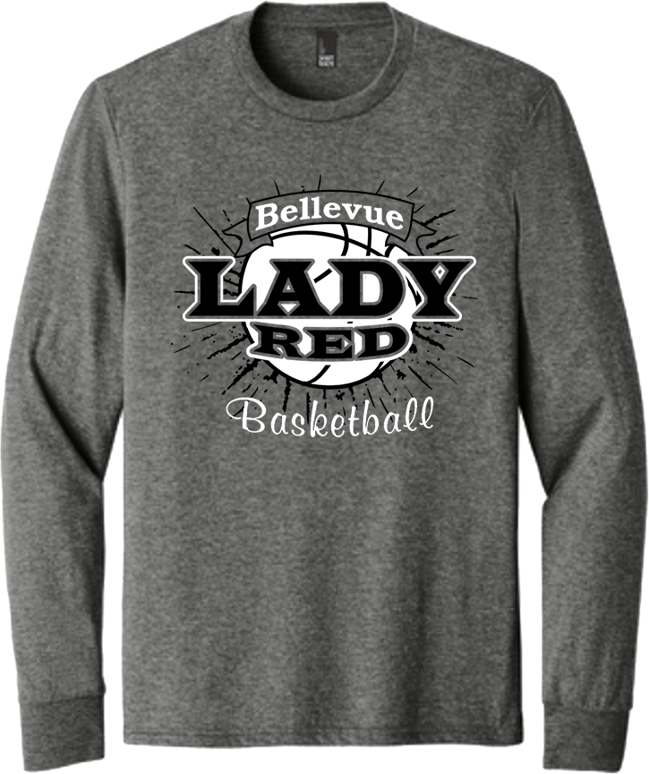 Bellevue Lady Red Basketball Banner - District® Youth Perfect Tri® Long Sleeve Tee - DT132Y