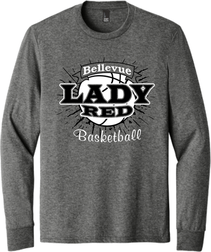 Bellevue Lady Red Basketball Banner - District® Youth Perfect Tri® Long Sleeve Tee - DT132Y