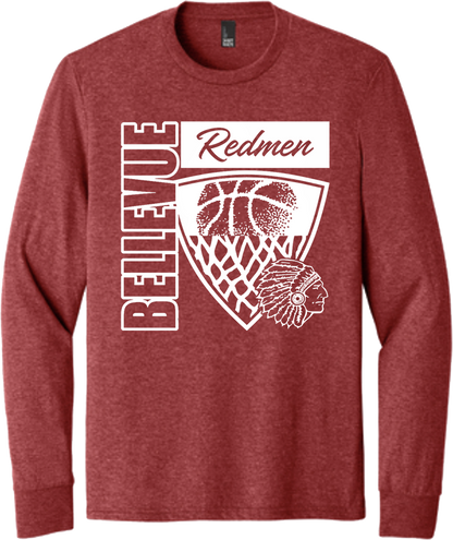 Bellevue Redmen Hoops Hero (all white) - District® Youth Perfect Tri® Long Sleeve Tee - DT132Y