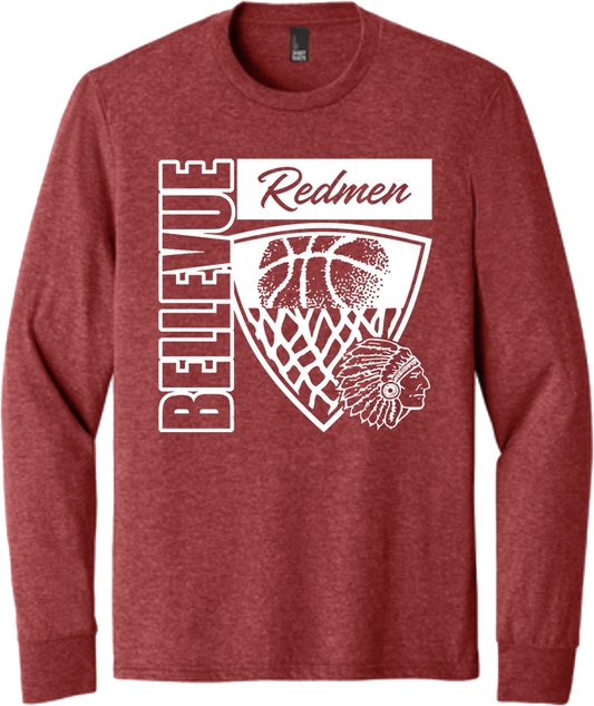 Bellevue Redmen Hoops Hero (all white) - District® Youth Perfect Tri® Long Sleeve Tee - DT132Y