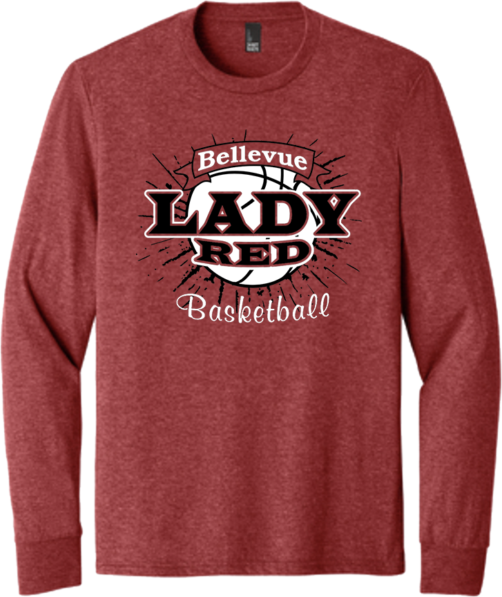 Bellevue Lady Red Basketball Banner - District® Youth Perfect Tri® Long Sleeve Tee - DT132Y