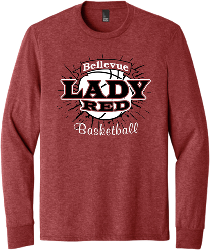 Bellevue Lady Red Basketball Banner - District® Youth Perfect Tri® Long Sleeve Tee - DT132Y