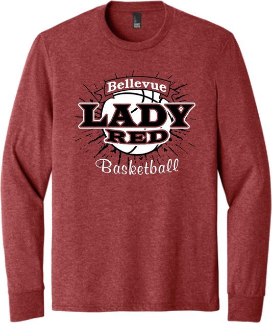 Bellevue Lady Red Basketball Banner - District® Youth Perfect Tri® Long Sleeve Tee - DT132Y