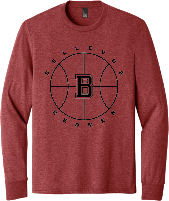 Bellevue Redmen B Ball (black) - District® Youth Perfect Tri® Long Sleeve Tee - DT132Y