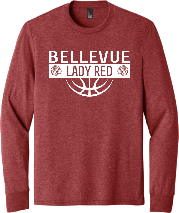 Bellevue Lady Red Ball (all white) - District® Youth Perfect Tri® Long Sleeve Tee - DT132Y