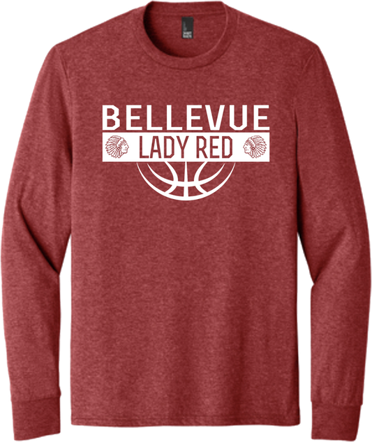 Bellevue Lady Red Ball (all white) - District® Youth Perfect Tri® Long Sleeve Tee - DT132Y