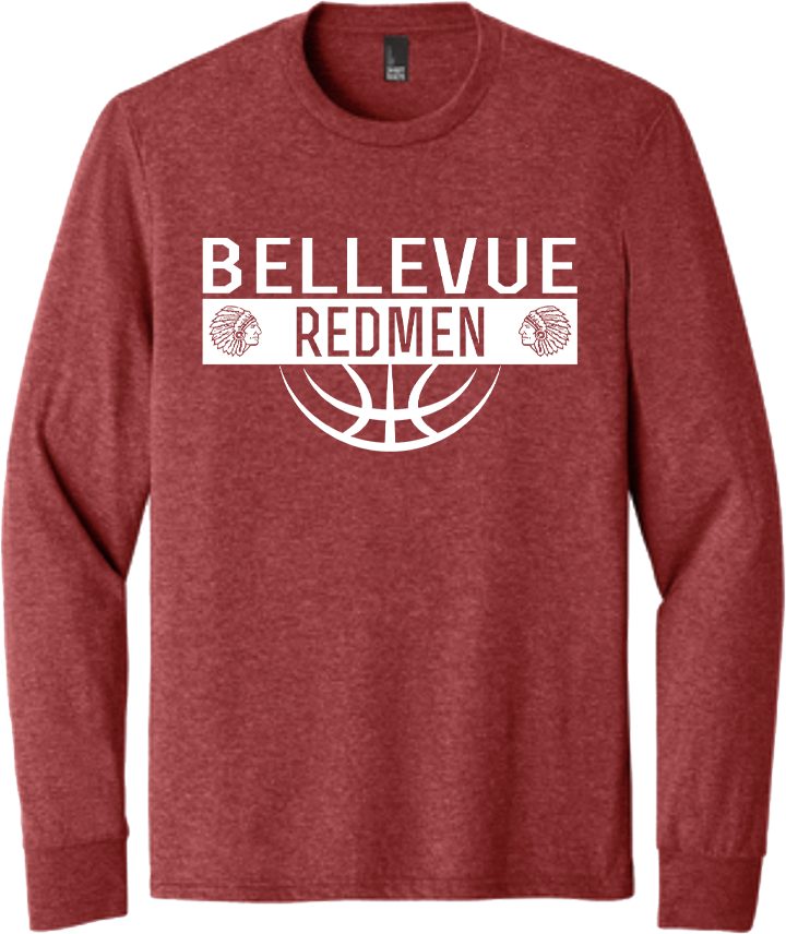 Bellevue Redmen Ball (all white) - District® Youth Perfect Tri® Long Sleeve Tee - DT132Y