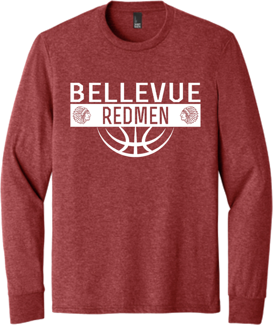 Bellevue Redmen Ball (all white) - District® Youth Perfect Tri® Long Sleeve Tee - DT132Y