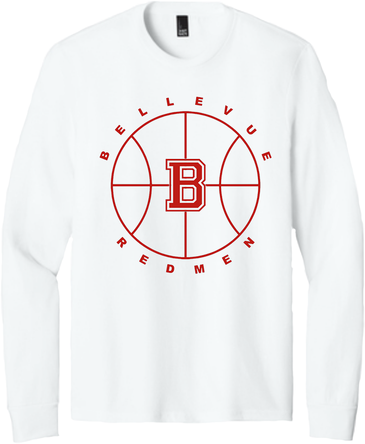 Bellevue Redmen B Ball (red) - District® Youth Perfect Tri® Long Sleeve Tee - DT132Y