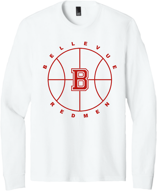 Bellevue Redmen B Ball (red) - District® Youth Perfect Tri® Long Sleeve Tee - DT132Y