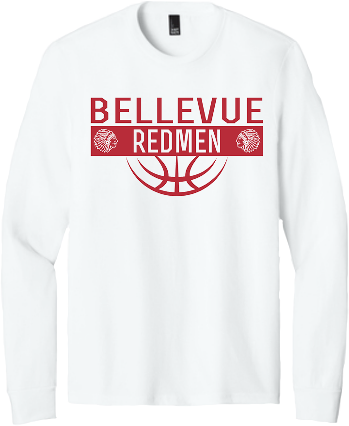 Bellevue Redmen Ball (red) - District® Youth Perfect Tri® Long Sleeve Tee - DT132Y