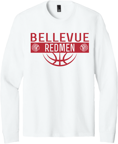 Bellevue Redmen Ball (red) - District® Youth Perfect Tri® Long Sleeve Tee - DT132Y