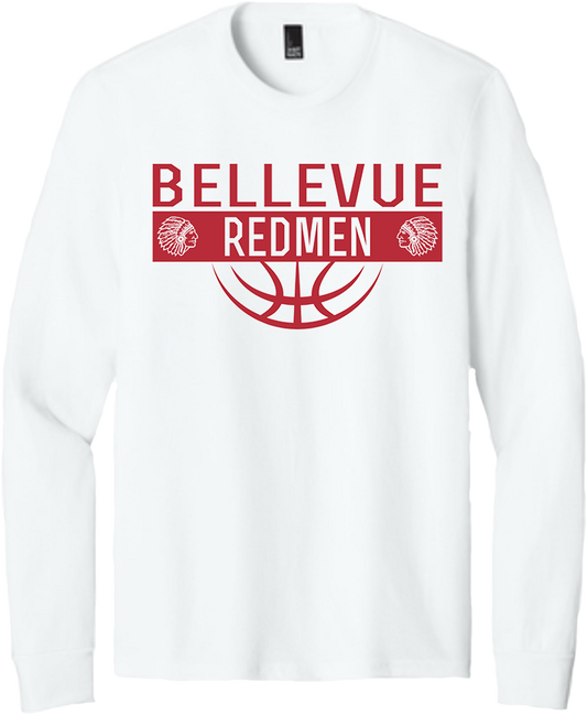 Bellevue Redmen Ball (red) - District® Youth Perfect Tri® Long Sleeve Tee - DT132Y