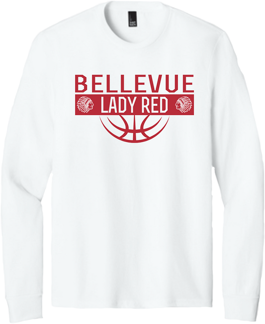 Bellevue Lady Red Ball (red) - District® Youth Perfect Tri® Long Sleeve Tee - DT132Y