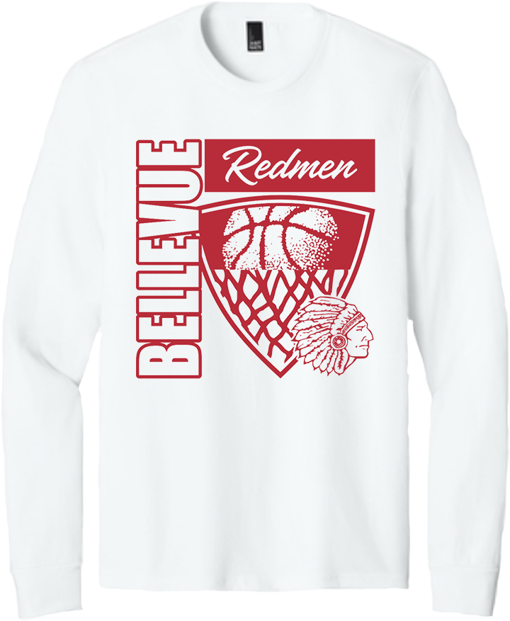 Bellevue Redmen Hoops Hero (red) - District® Youth Perfect Tri® Long Sleeve Tee - DT132Y