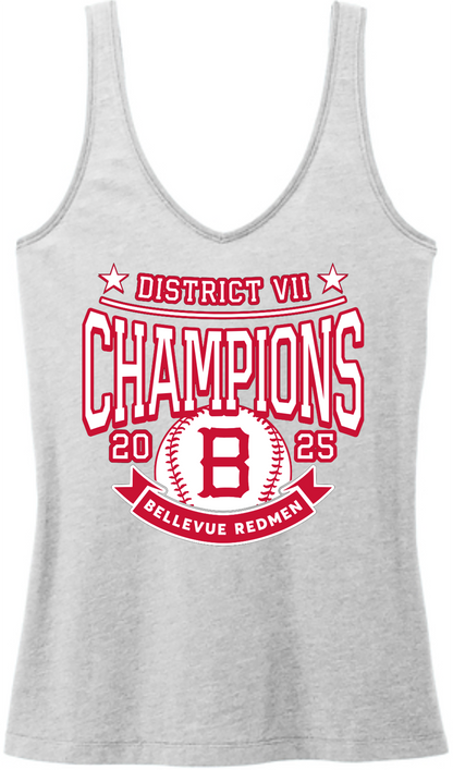 Little League - 2025 10U District Champions - Women's District Perfect Blend CVC V-Neck Tank - DT154