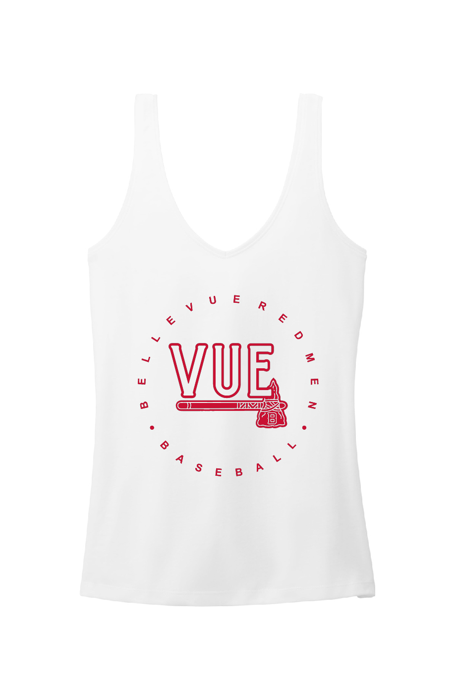 District® Vue White Women's Perfect Blend® CVC V-Neck Tank DT154