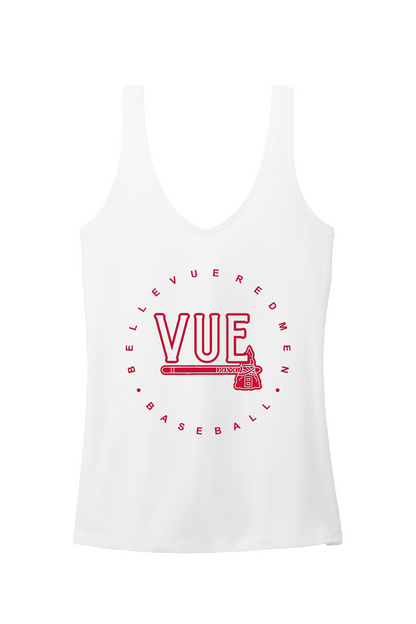 District® Vue White Women's Perfect Blend® CVC V-Neck Tank DT154