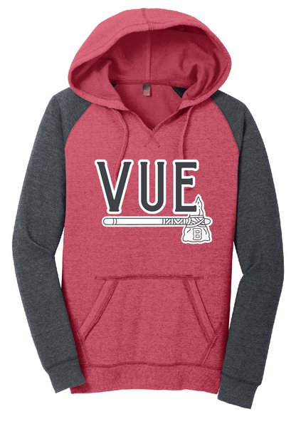 District® Vue Red Women's Lightweight Fleece Raglan Hoodie DT296