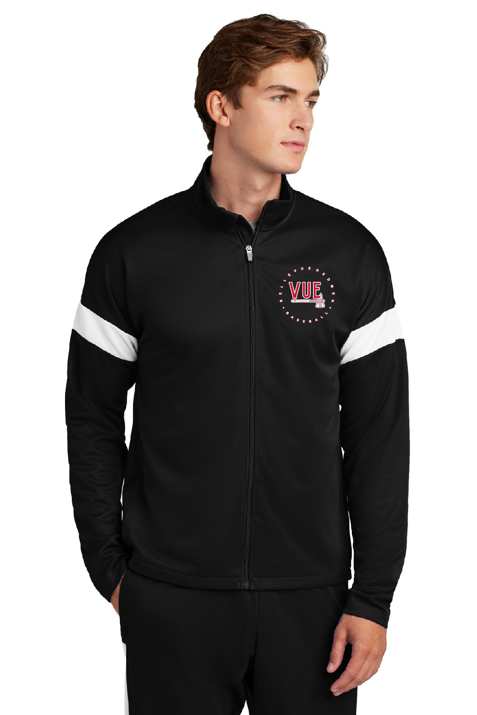 Sport-Tek® Vue Black & White Men's Travel Full-Zip Jacket ST800