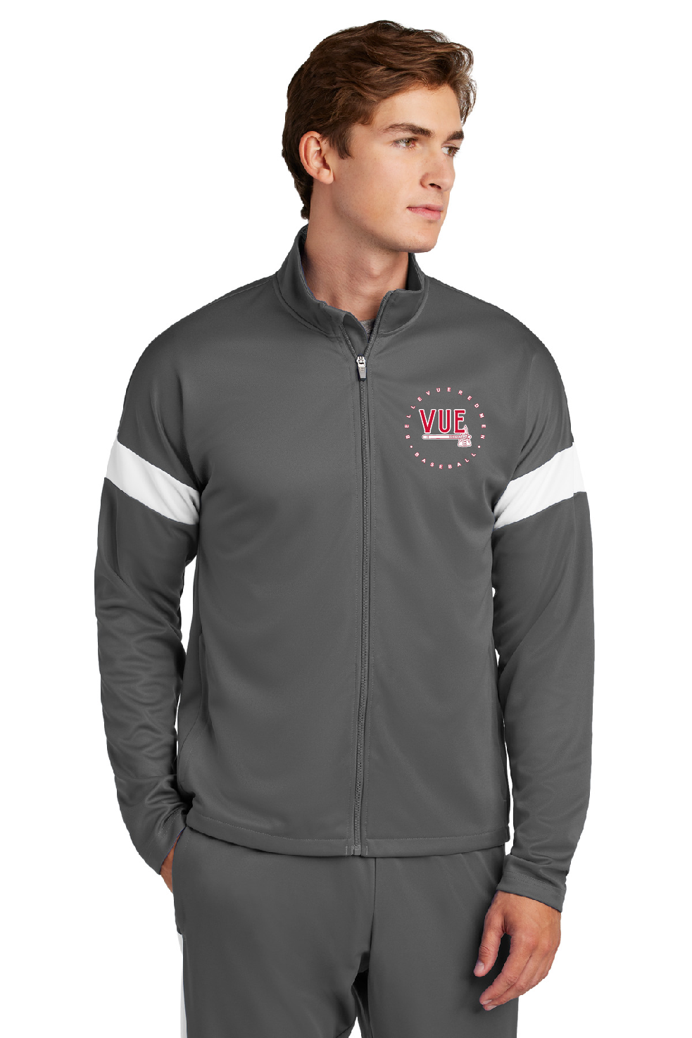 Sport-Tek® Vue Grey & White Men's Travel Full-Zip Jacket ST800