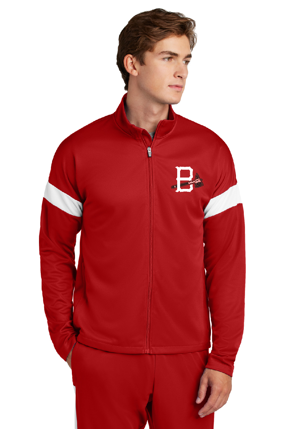 Sport-Tek® Vue Red & White Men's Travel Full-Zip Jacket ST800