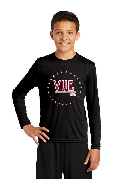 Sport-Tek® Vue Black Youth Long Sleeve PosiCharge® Competitor™ Tee YST350LS