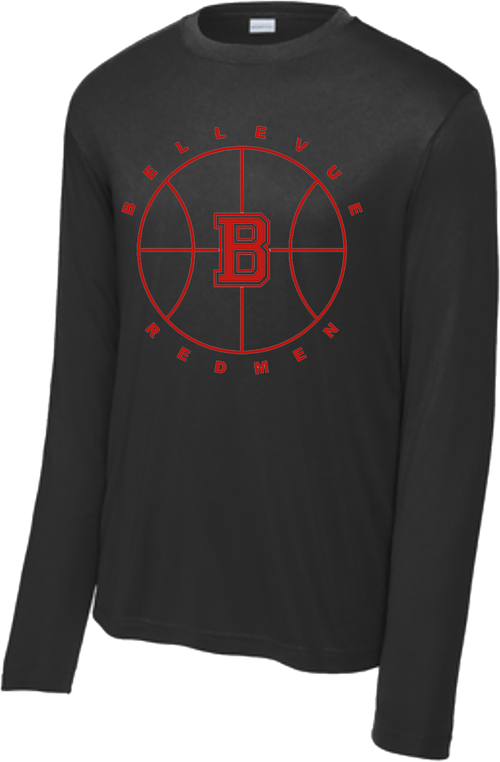 Bellevue Redmen B Ball (red) - Sport-Tek® Long Sleeve PosiCharge® Competitor™ Tee - ST350LS / YST350LS