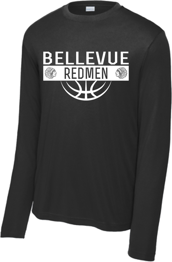 Bellevue Redmen Ball (all white) - Sport-Tek® Long Sleeve PosiCharge® Competitor™ Tee - ST350LS / YST350LS