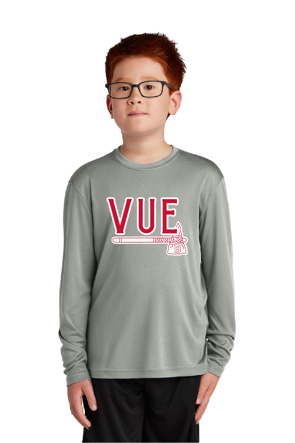 Sport-Tek® Vue Grey Concrete Youth Long Sleeve PosiCharge® Competitor™ Tee YST350LS