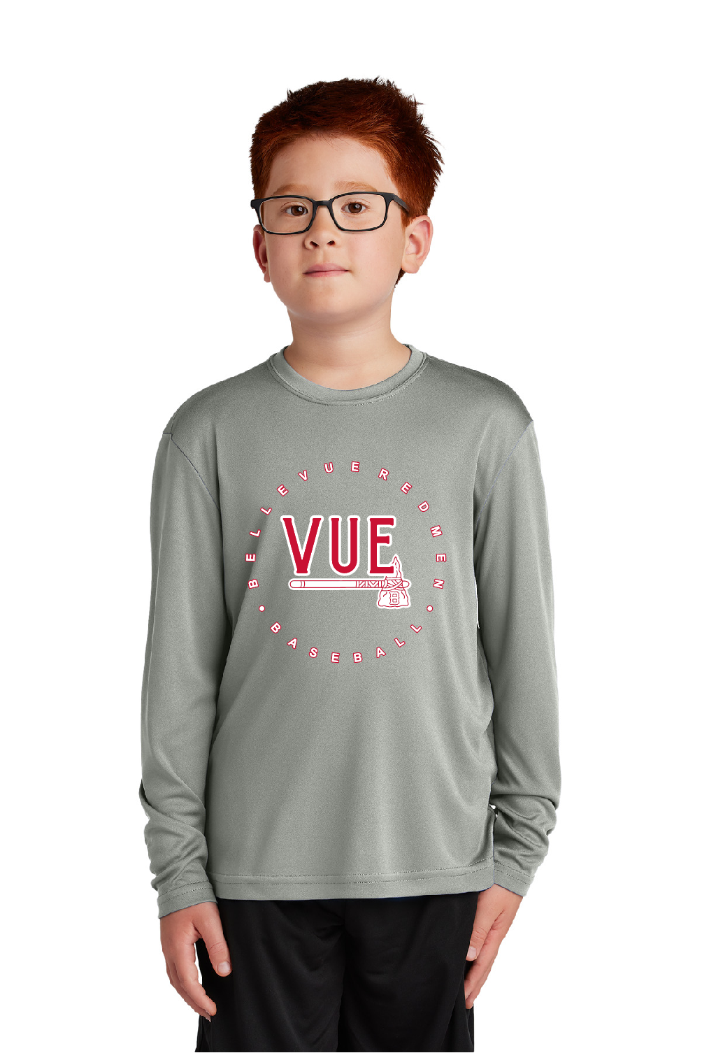 Sport-Tek® Vue Grey Concrete Youth Long Sleeve PosiCharge® Competitor™ Tee YST350LS