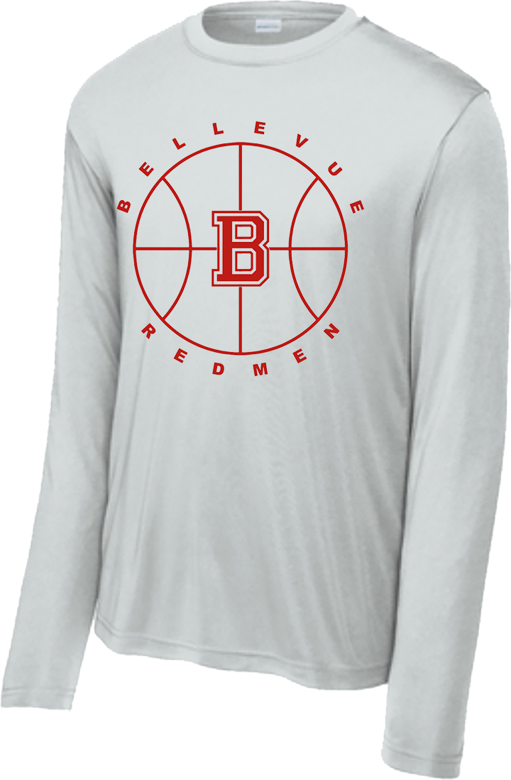 Bellevue Redmen B Ball (red) - Sport-Tek® Long Sleeve PosiCharge® Competitor™ Tee - ST350LS / YST350LS