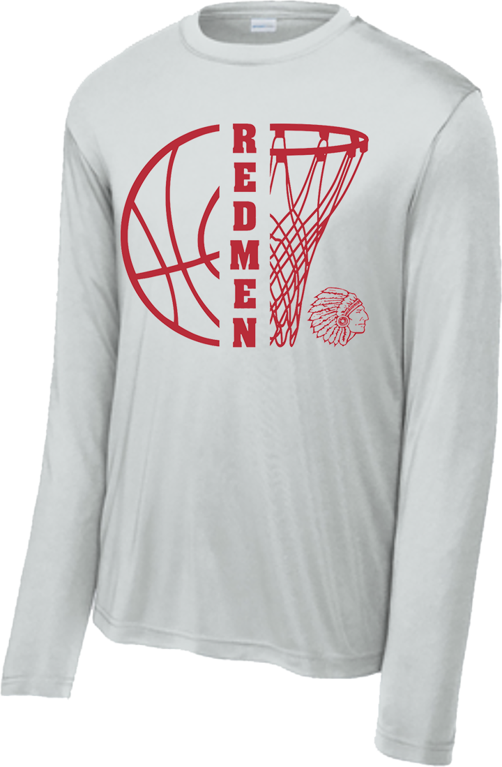 Bellevue Redmen Hoops Split - Sport-Tek® Long Sleeve PosiCharge® Competitor™ Tee - ST350LS / YST350LS