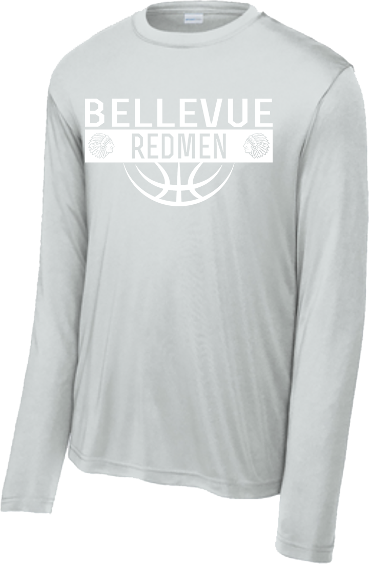 Bellevue Redmen Ball (all white) - Sport-Tek® Long Sleeve PosiCharge® Competitor™ Tee - ST350LS / YST350LS