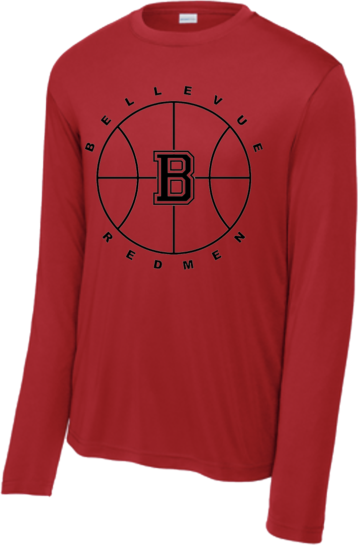 Bellevue Redmen B Ball (black) - Sport-Tek® Long Sleeve PosiCharge® Competitor™ Tee - ST350LS / YST350LS