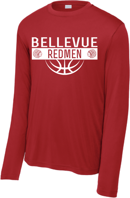 Bellevue Redmen Ball (all white) - Sport-Tek® Long Sleeve PosiCharge® Competitor™ Tee - ST350LS / YST350LS