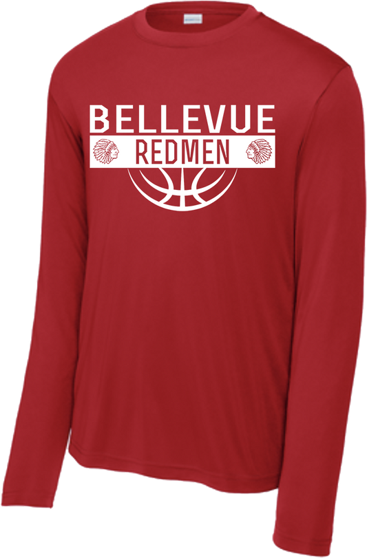 Bellevue Redmen Ball (all white) - Sport-Tek® Long Sleeve PosiCharge® Competitor™ Tee - ST350LS / YST350LS