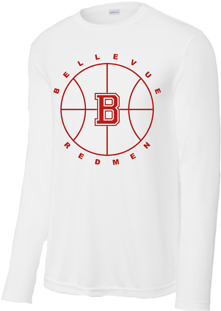 Bellevue Redmen B Ball (red) - Sport-Tek® Long Sleeve PosiCharge® Competitor™ Tee - ST350LS / YST350LS